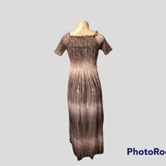 Silver Metallic Maxi Dress L - Picture 3 of 7